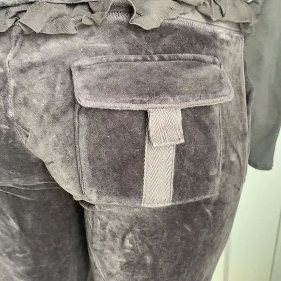 Juicy Couture Track Suit Set Jacket & Pants Velour S/P Dark Gray - Picture 10 of 16